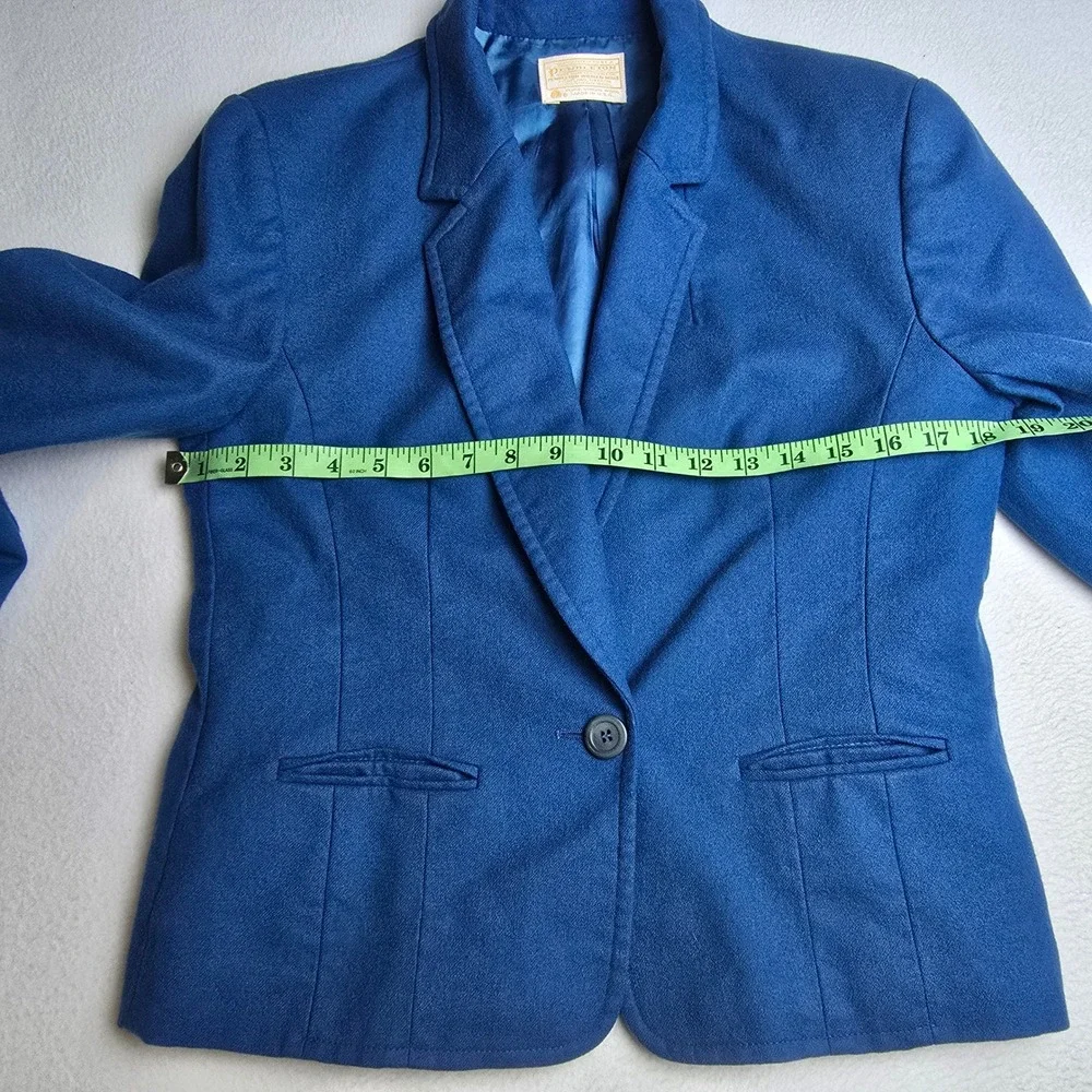 Pendleton Womens Blue 100% Virgin Wool Single Button Blazer Jacket‎ USA Size 10